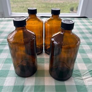 Set of 4 amber anchor ⚓️ glass bottles
